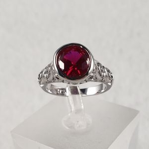 Sterling Bezel Set Red Ring